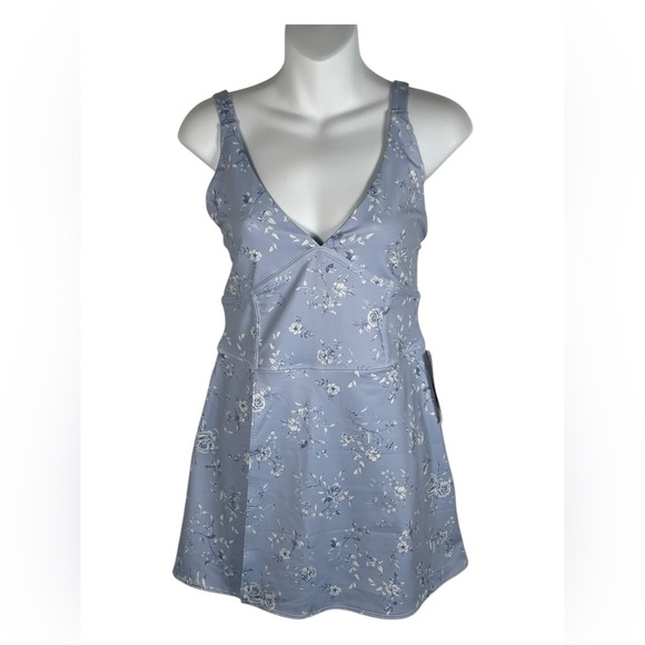 AS REVIVAL~ Light Blue Floral Romper Dress NWT Medium - Picture 2 of 8